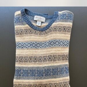 Eddie Bauer Men's Sweater in Blue and Tan Pattern